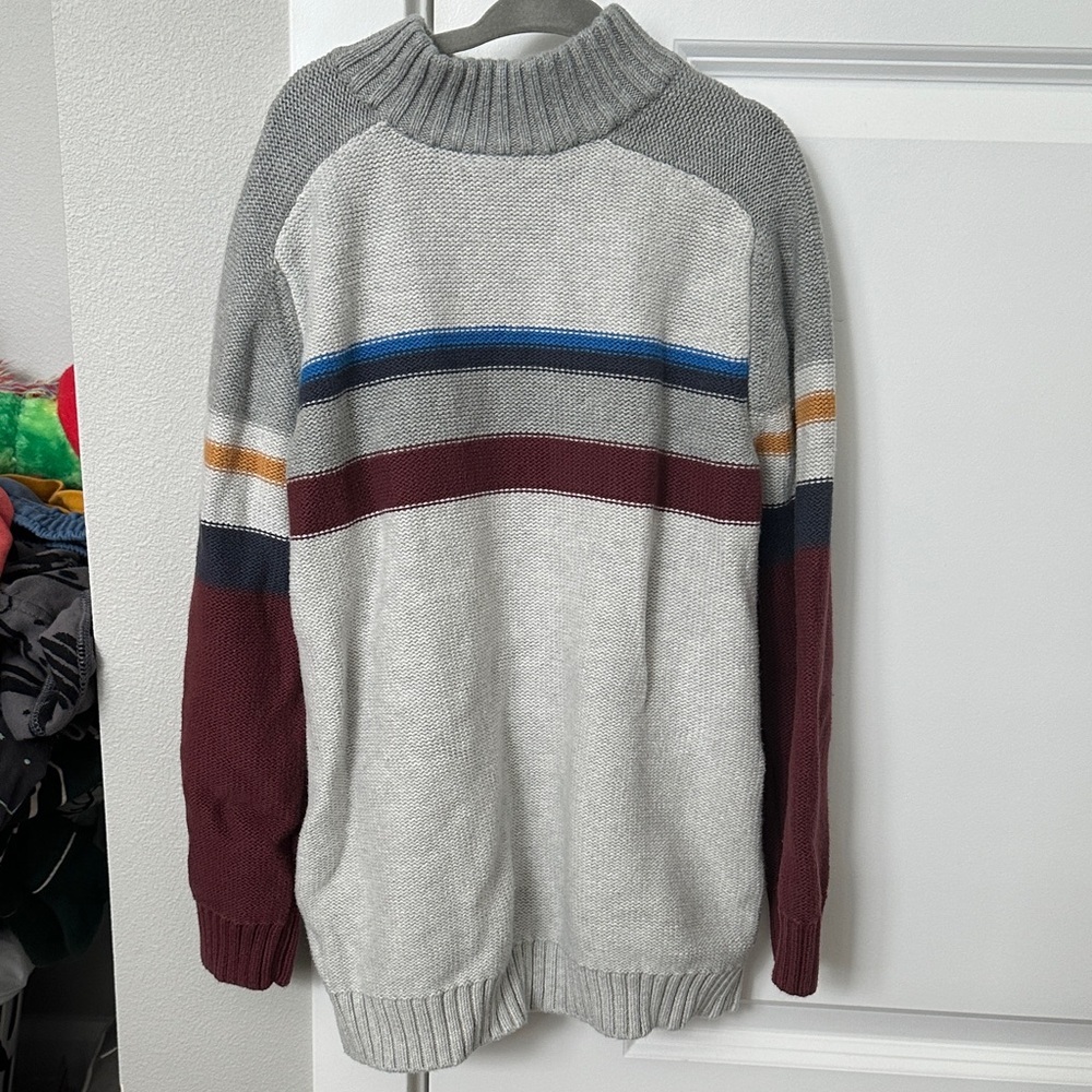 Boys, tea collection Gray and Burgundy Striped Sweater - Picture 3 of 3